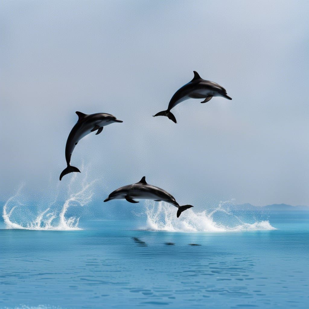 dolphins jumping over the water