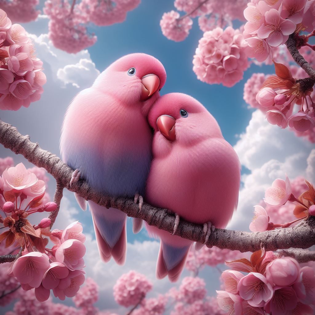 Lovebirds and Cherry Blossoms