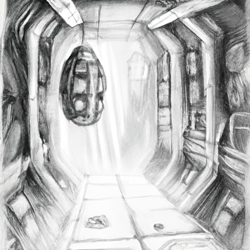 beautiful misty interior of a spaceship