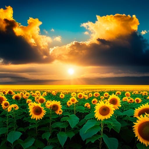 Sunflowers in Twilight