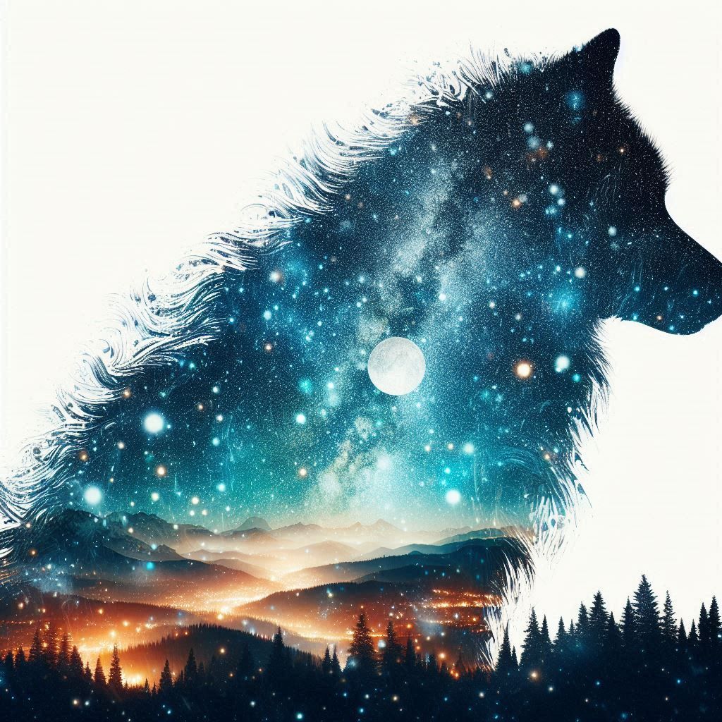 double exposure beautiful fantasy DALL-E 3 portrait landscape..