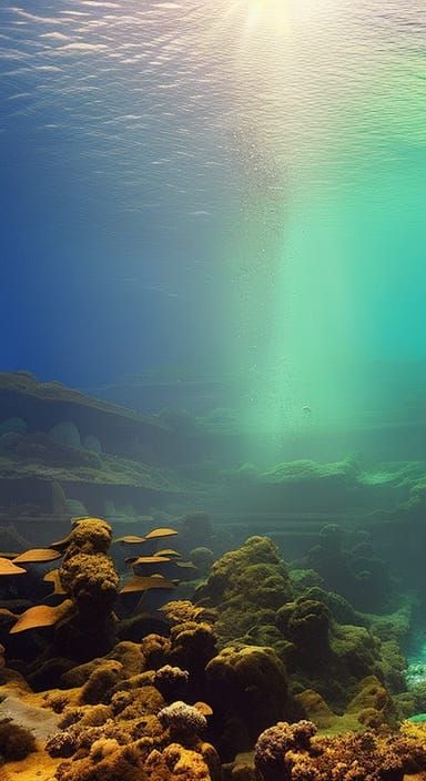 16k Resolution Ancient Ruins Submerged In Vibrant Coral Reef