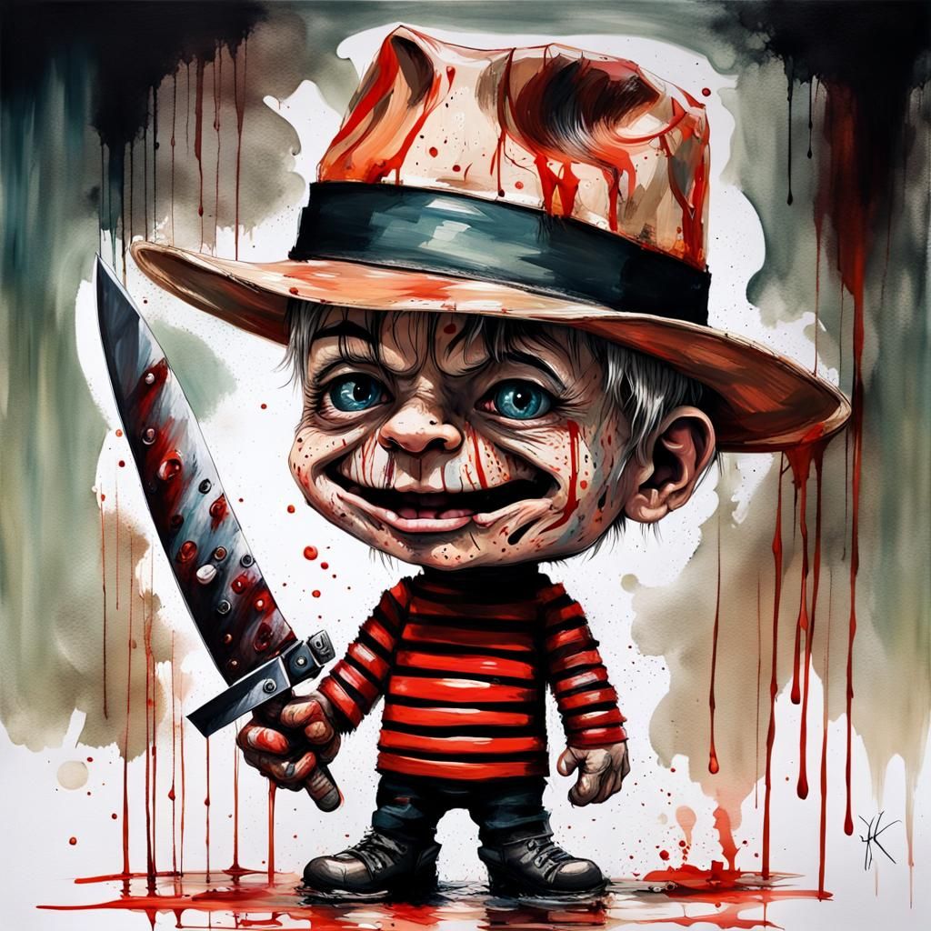 Chibi Freddie Krueger with a sword, LMAO....