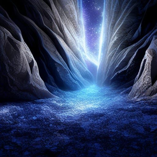 Sparkling, glittering crystal, blue,  cave glittering walls,...