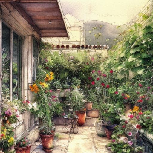 Patio garden4 AI Generated Artwork NightCafe Creator