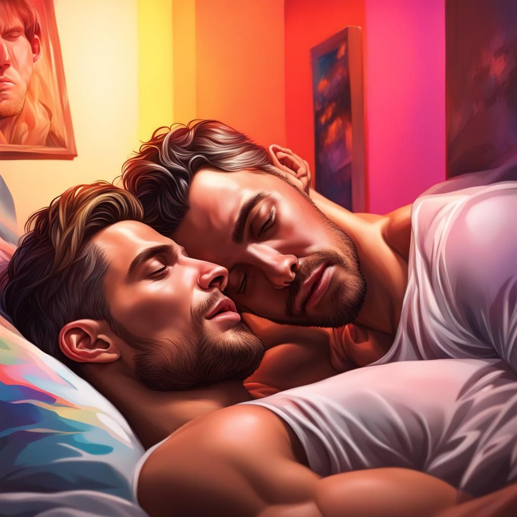 gay couple in bed - AI Generated Artwork - NightCafe Creator