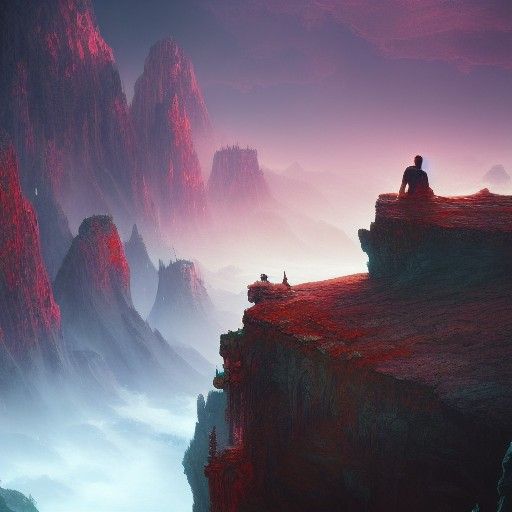 Men sitting on a cliff and looking down in the dark