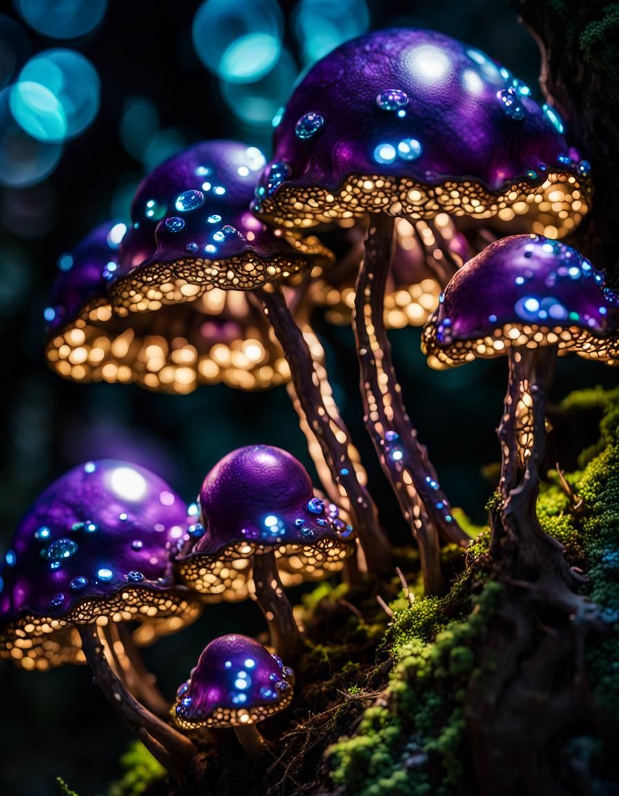 Bioluminescent mushrooms  by @Zepp