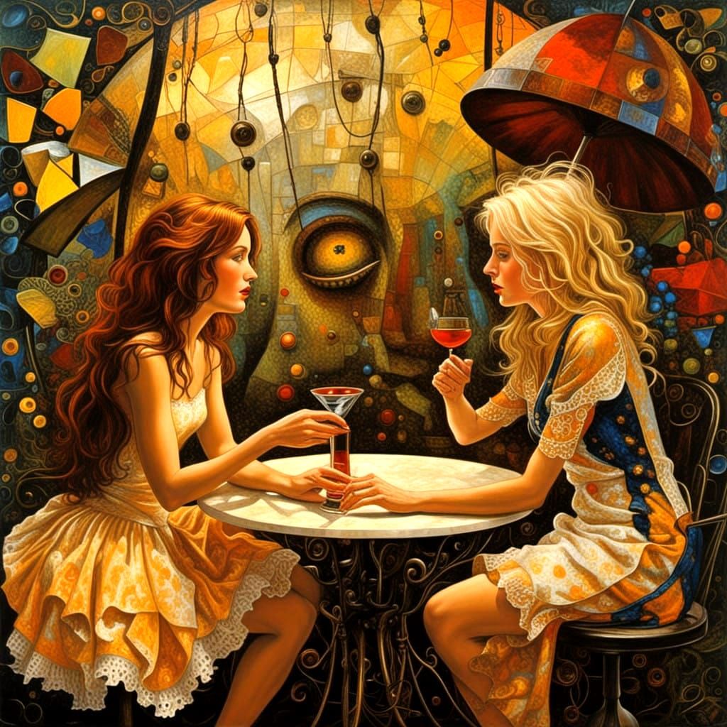 Surrealistic Ladies in a Fantastic Scene