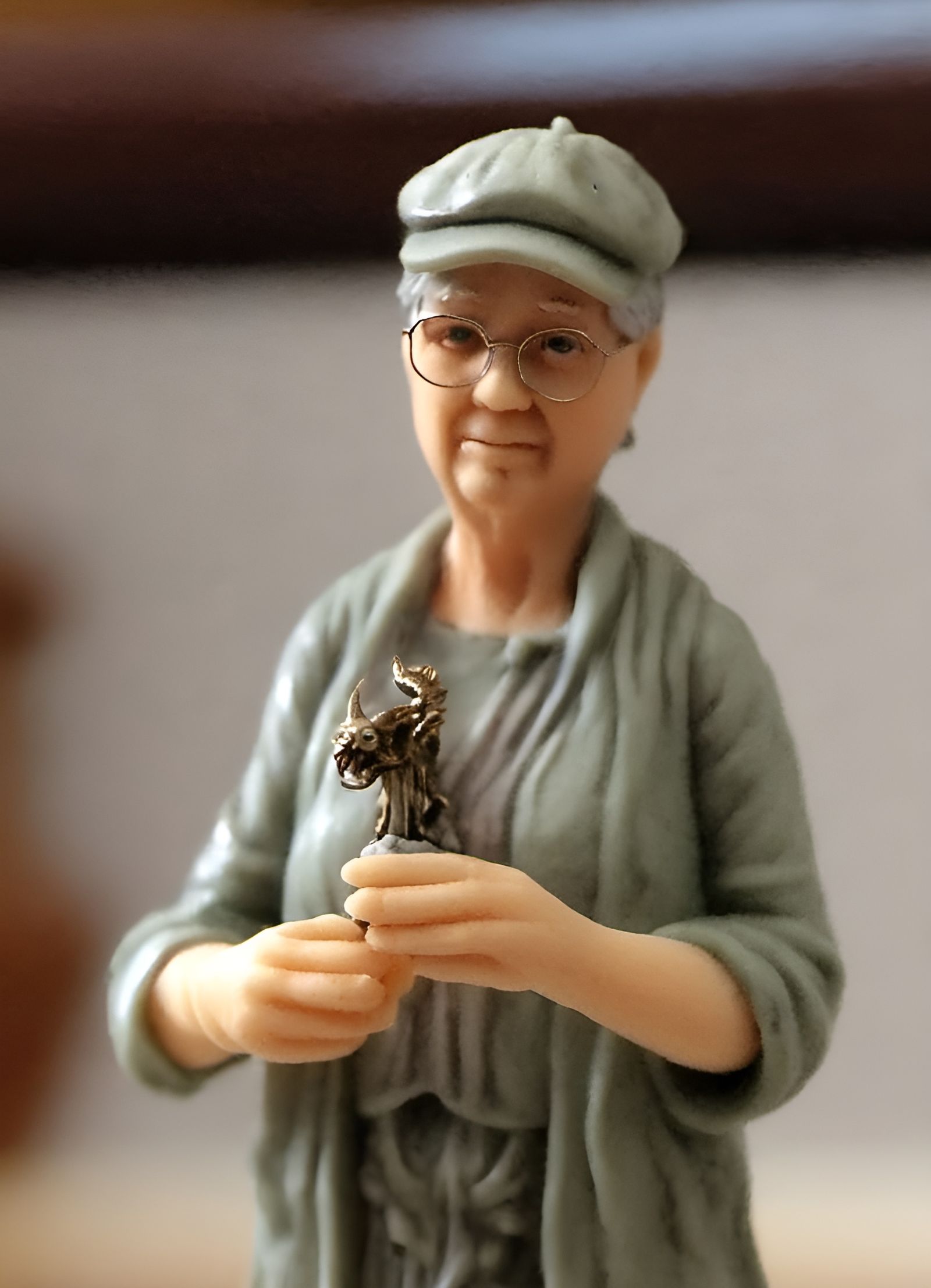 Plastic DnD miniature figure of <lora:Joan Blakely:0.9> hold...