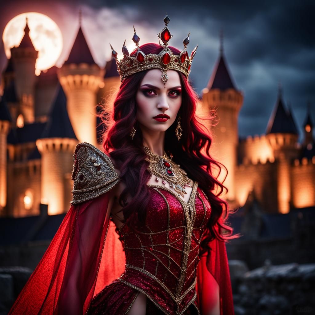 Vampiress, godesses, queen, unclad, castle, moonlight, lustr...