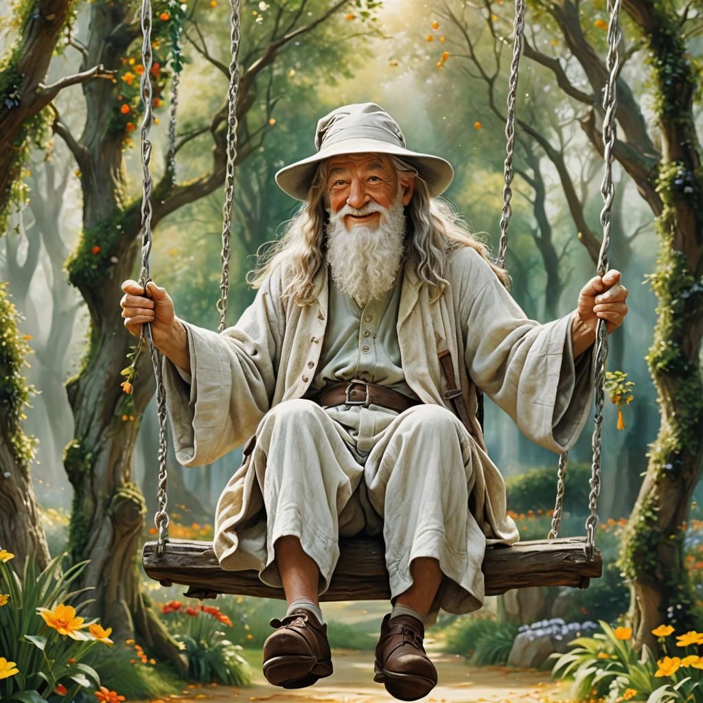 Masterpiece amazing close hapoy image of Gandalf the white o...