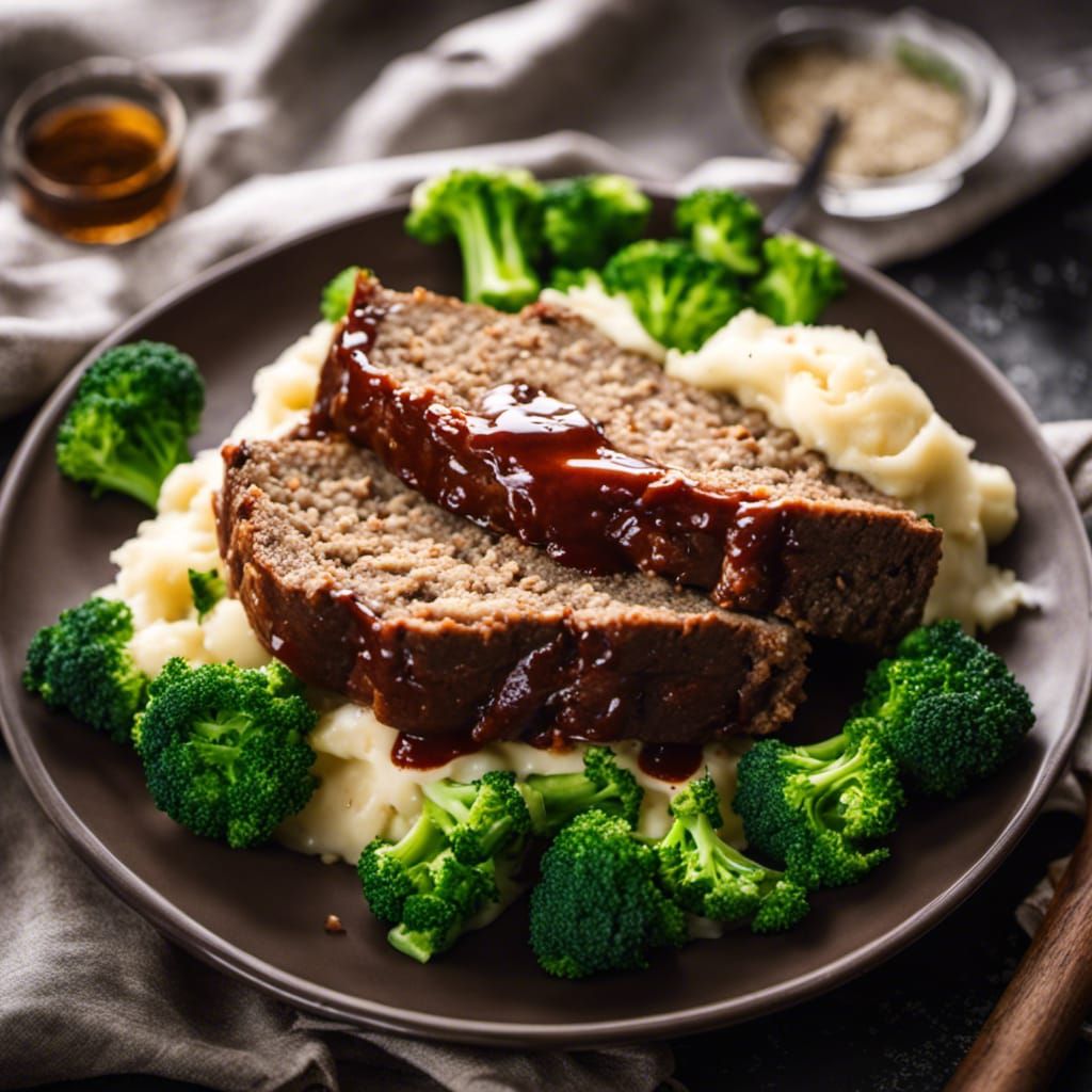 stunning picture of a gorgeous plate of a delicious Meatloaf, mashed ...