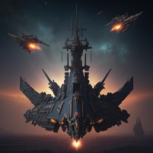 In the Warhammer 40k universe, a fleet of gothic space battl...