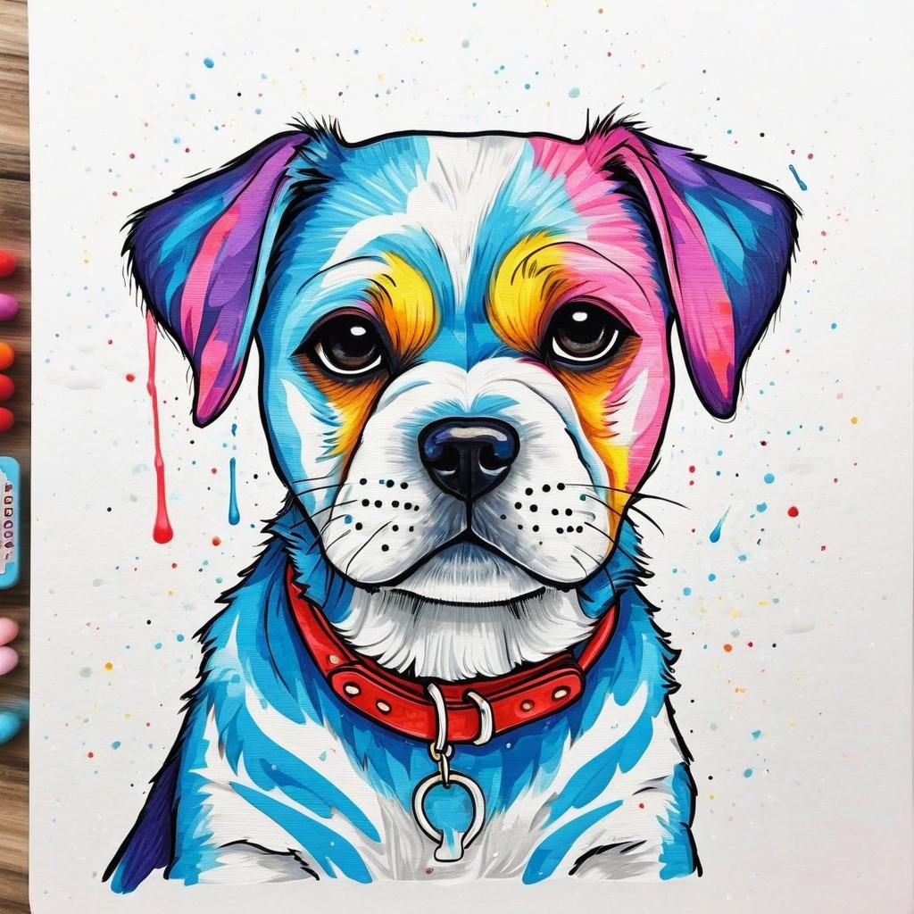 Emojis: Palette, Angry Face, Lightning, Dog