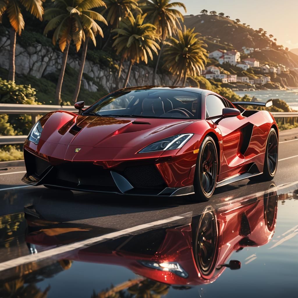 An ultra-luxury red supercar.  by @TheOneZ