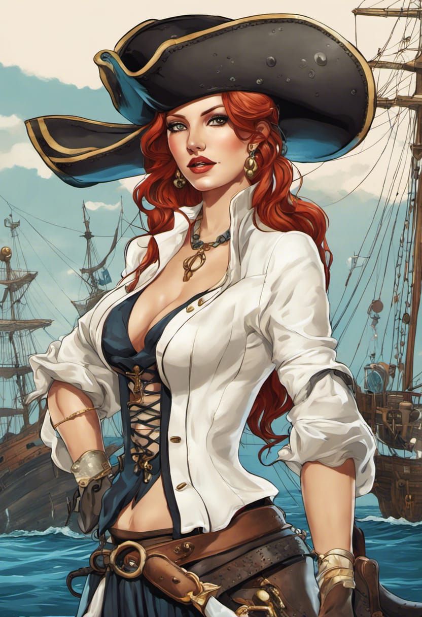 Beautiful pirate woman