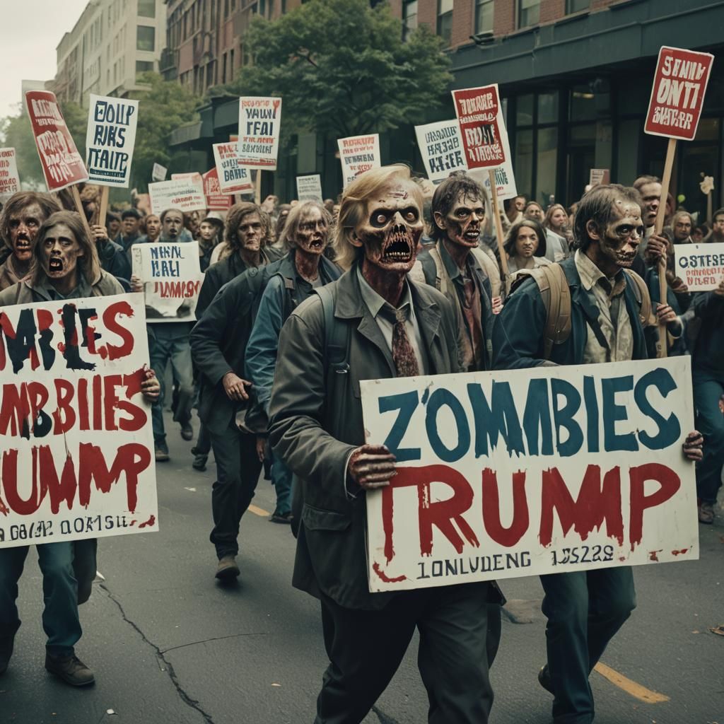 zombies carrying Trump signs