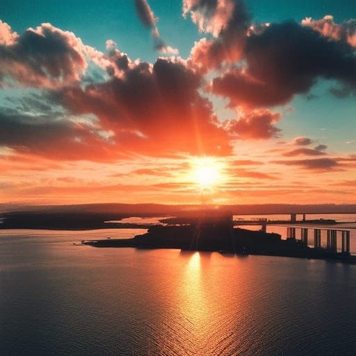 Sunset over the bay
