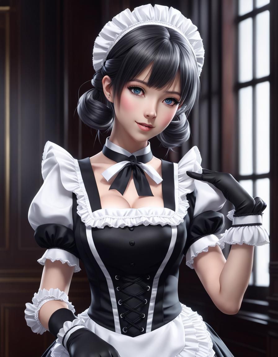 Anime maid girl gloves, - AI Generated Artwork - NightCafe Creator