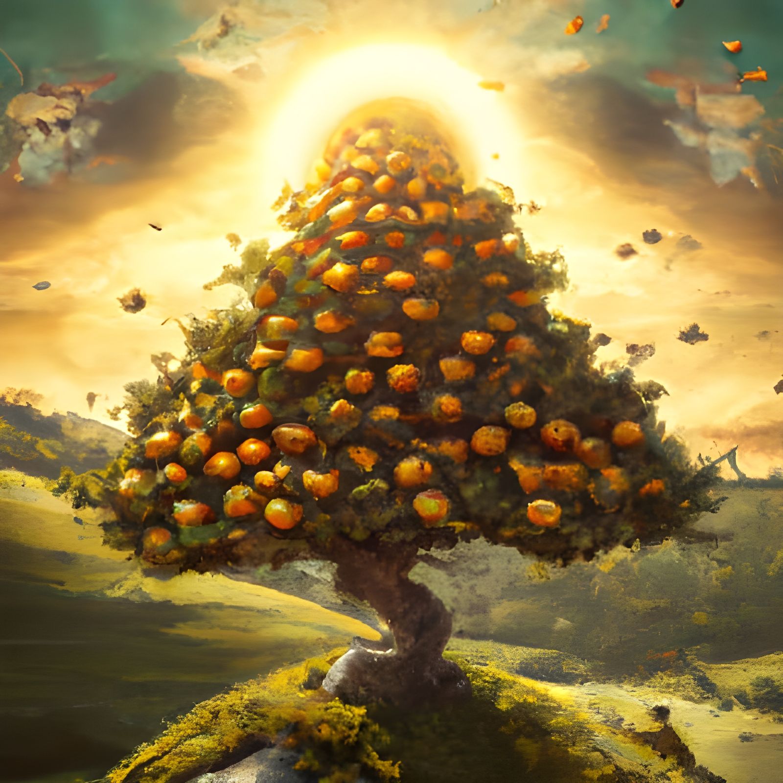 Forbidden apple tree in the garden of Eden undefined