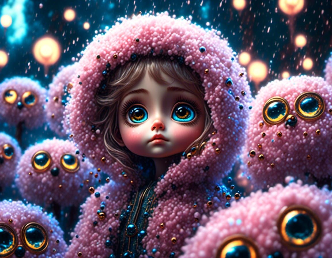 Cute Depressed Creatures with Bioluminescent Eyes