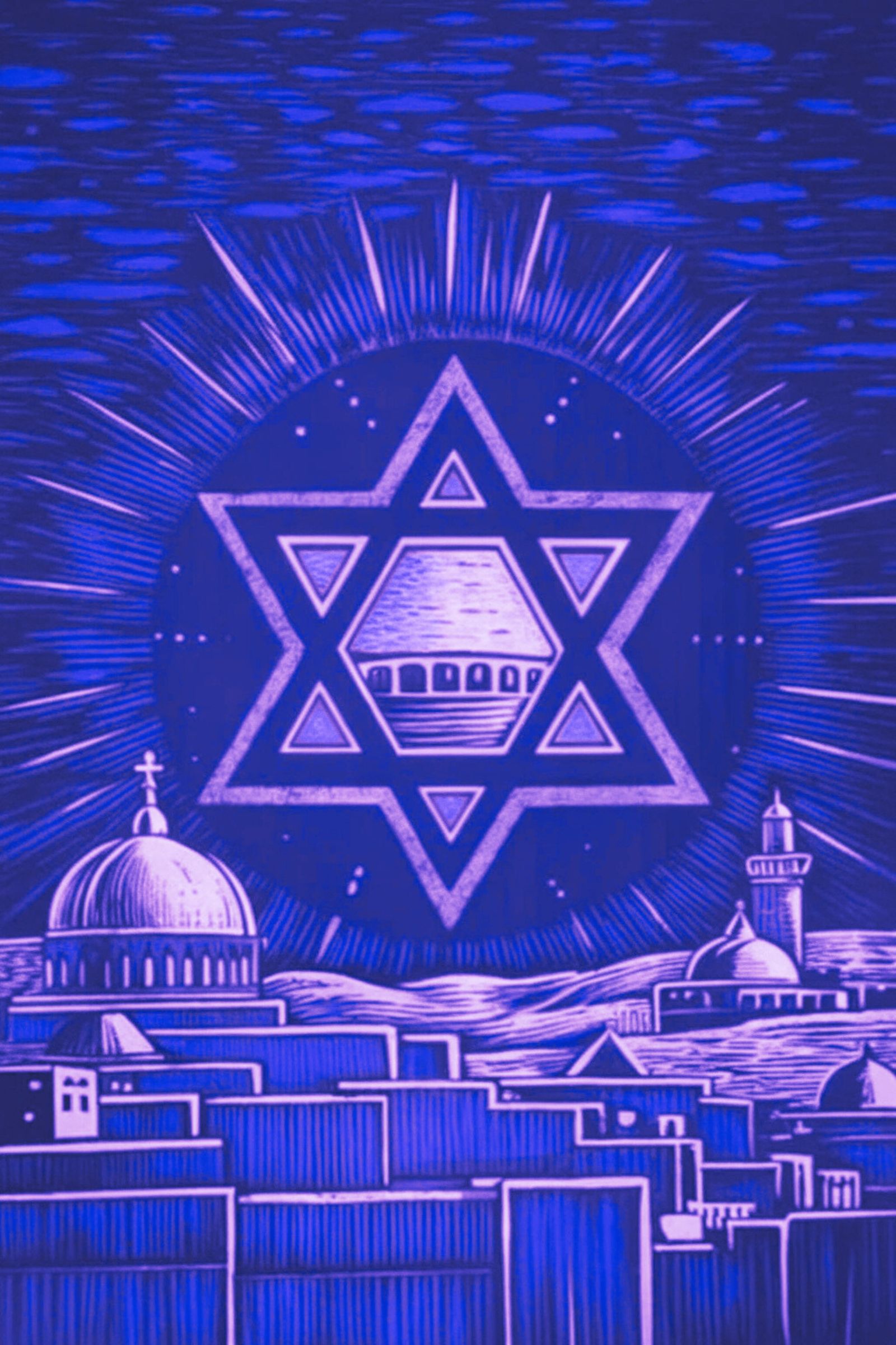 Navy Blue Hanukkah themed holiday wallpaper