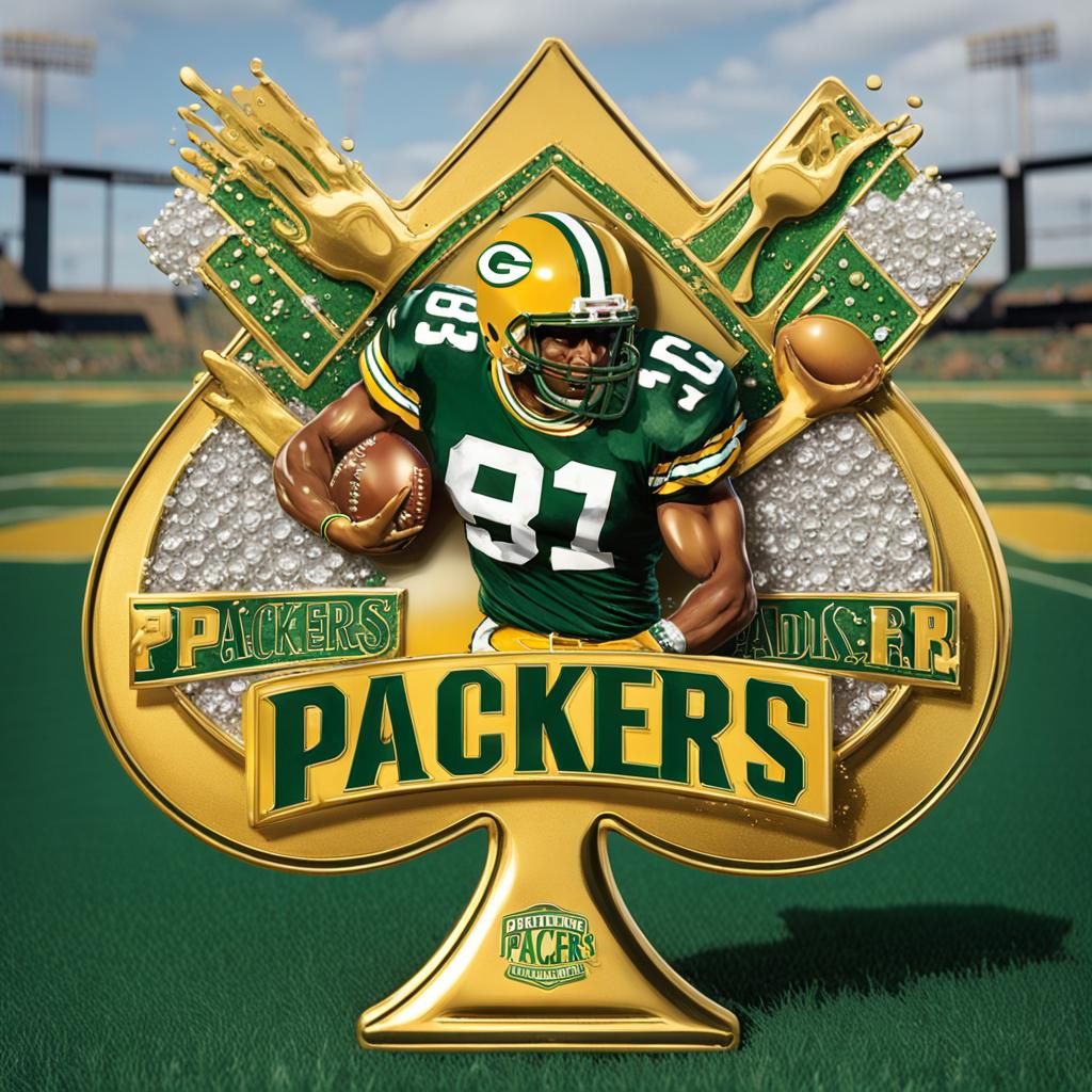 A gold and green emblem of a  Spade that’s standing upright ...