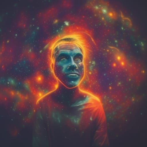 dark fiery colorful cosmic nebula background: intricate deta...