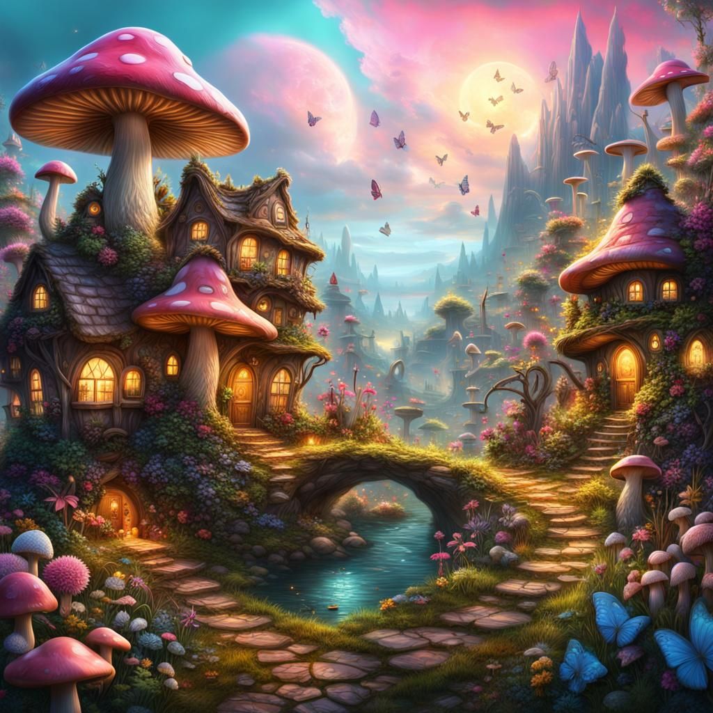Dream Village, home of fairies and gnomes  by @KriosTitan