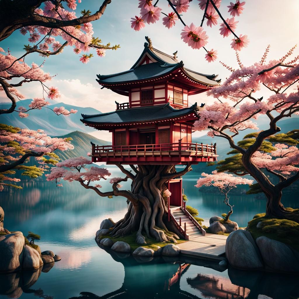 Japanese Sakura Treehouse   by @Galfrid Brumfield