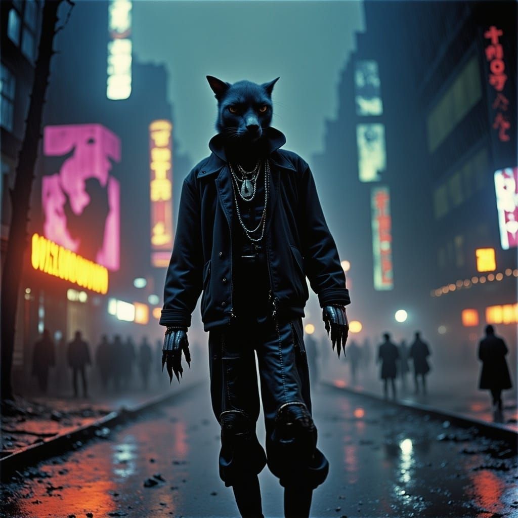 <lora:Insomnia 1O1:1.0> Hip Hop Cat cyberpunk 2099 blade run...
