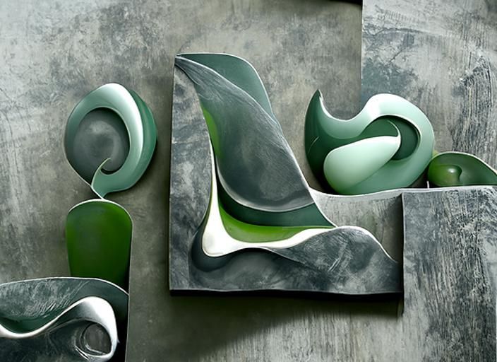 Soothing abstract forms in grey and green