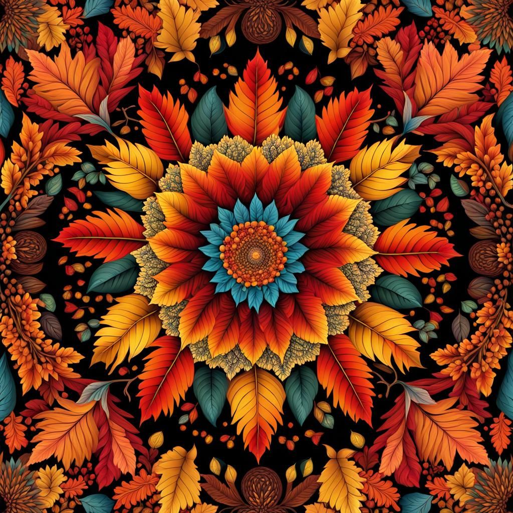Autumn Leaf Mandala AI Generated Artwork NightCafe Creator