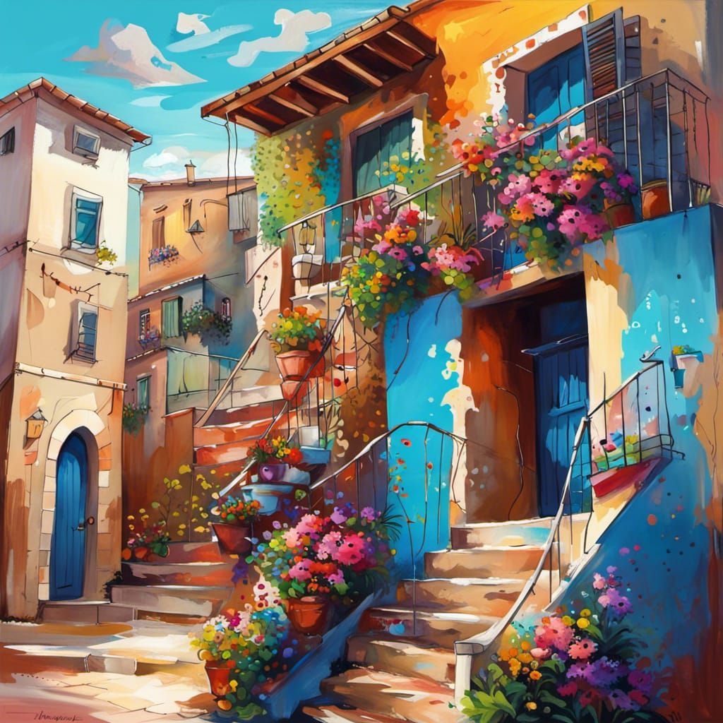 Mediterranean town - AI Generated Artwork - NightCafe Creator