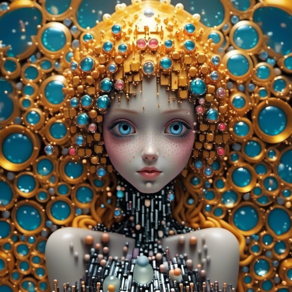 <lora:Circuitous:1.0> llumination metallic gratescape ocean underwater adorable darling waterpixie with mesmerizing loving eyes playing with...
