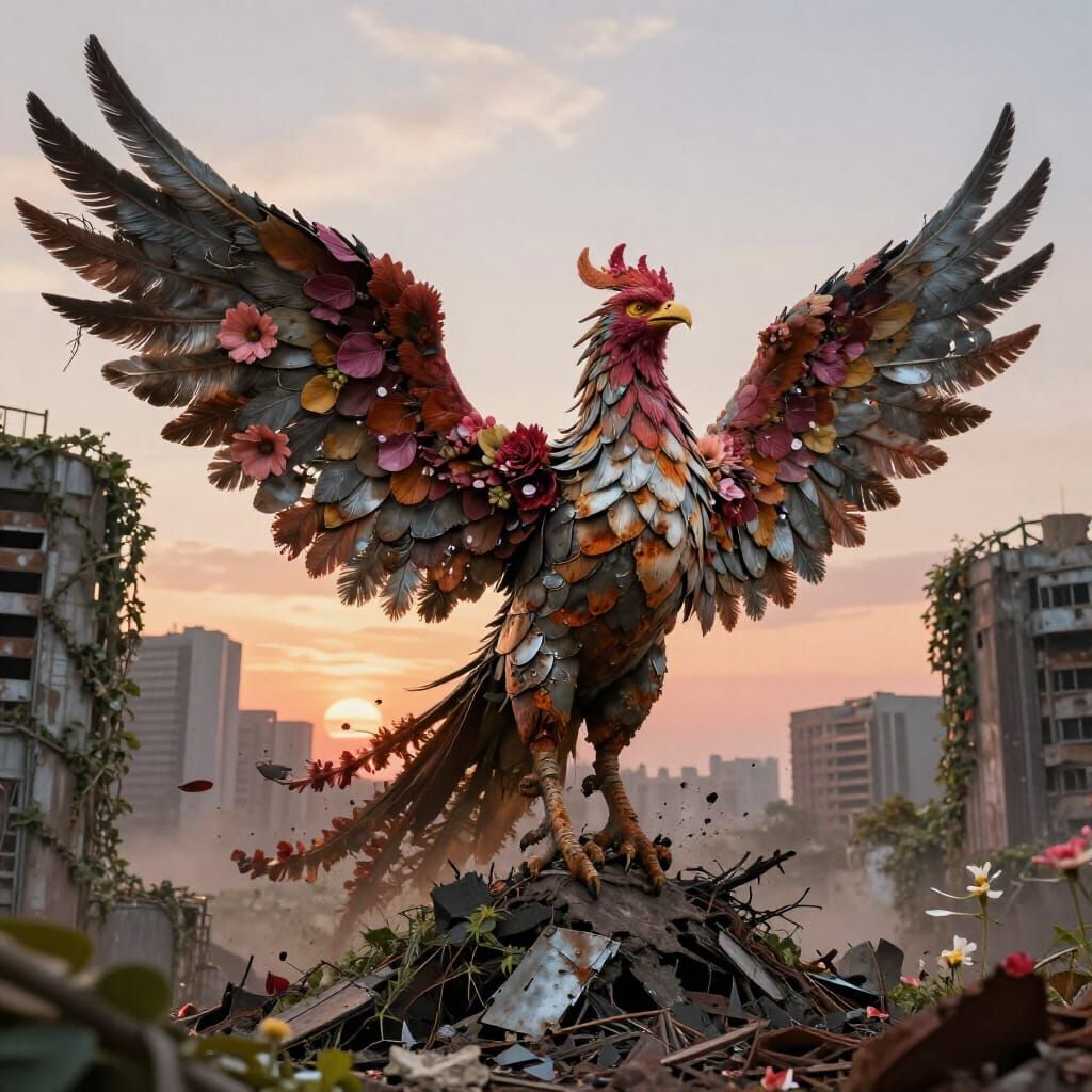 Phoenix Rises From Ruin in Hopeful Matte Painting