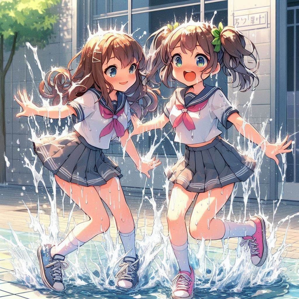 Splashing in puddles