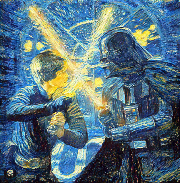 starry night luke and darth vader star wars