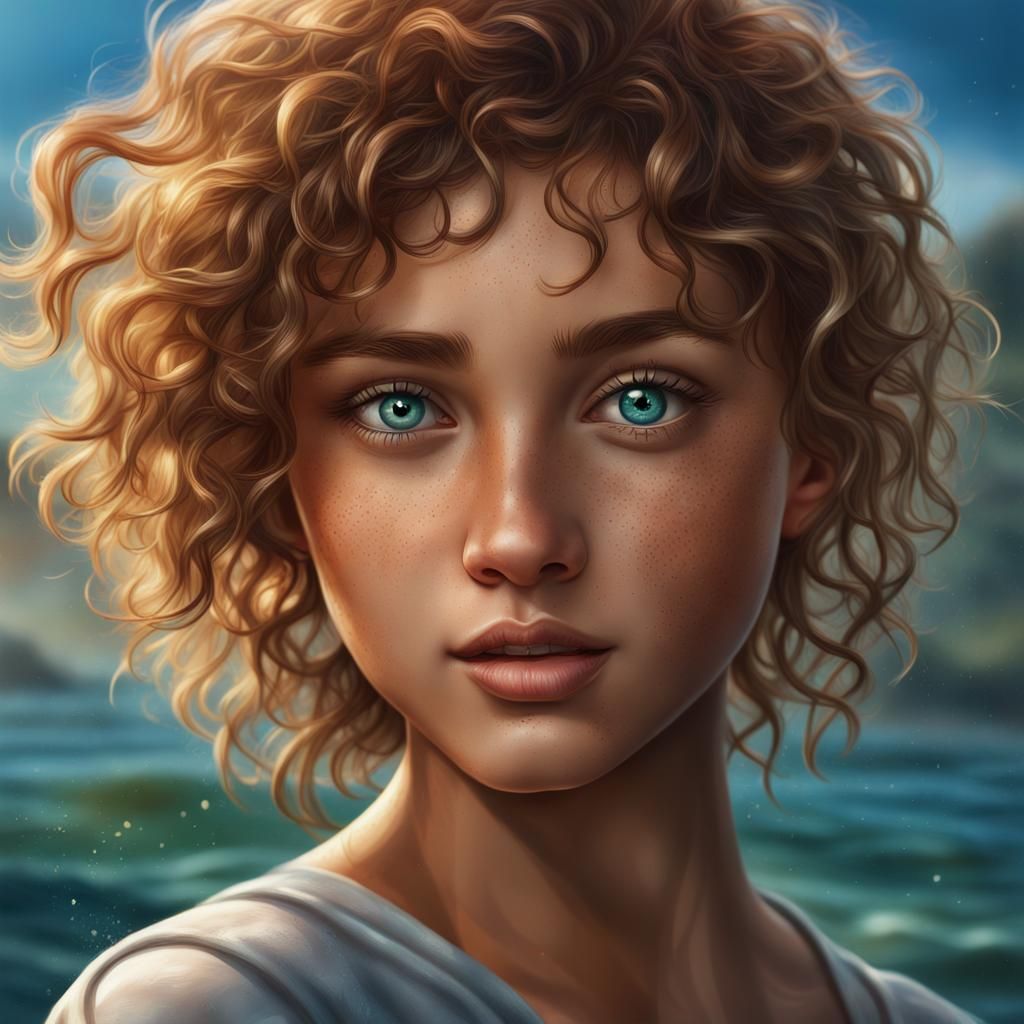 Teenage girl with a pixie cut wavy brown hair