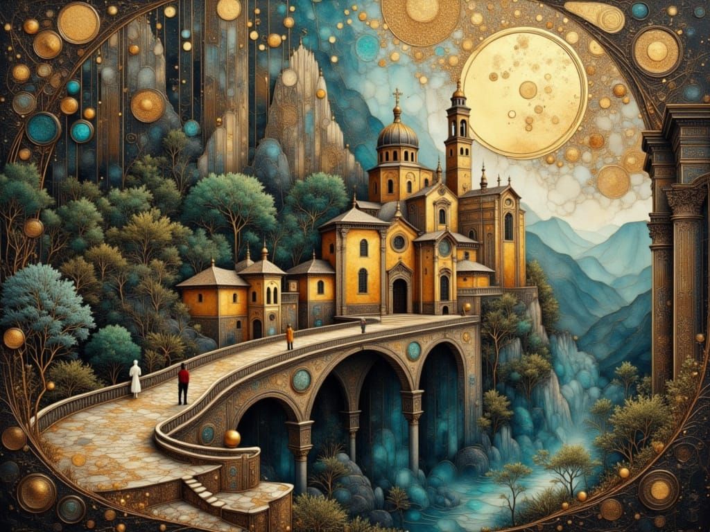 Hopeful Oil Painting of Montserrat Monastery in Dramatic Lig...