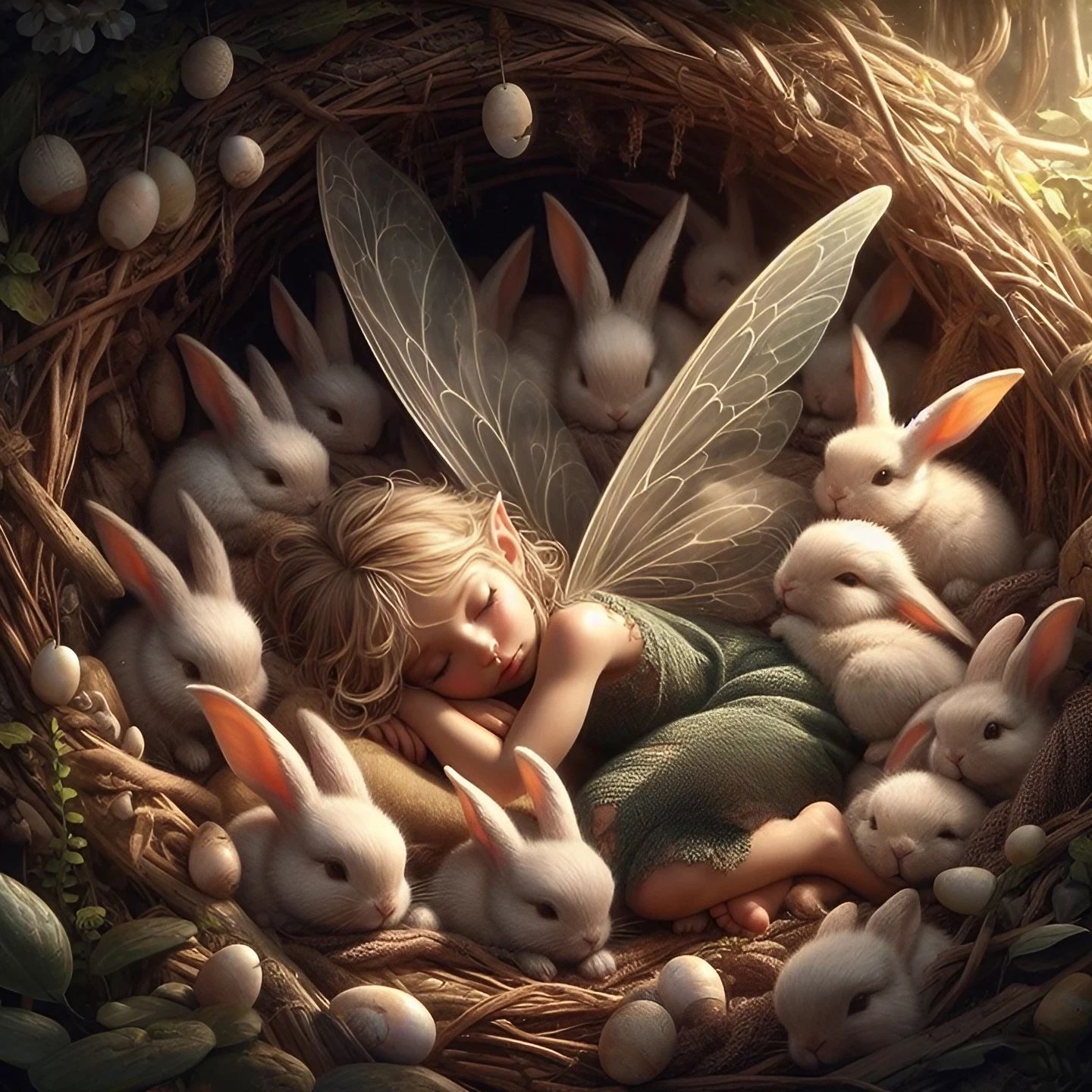 Fairy in a den of rabbits