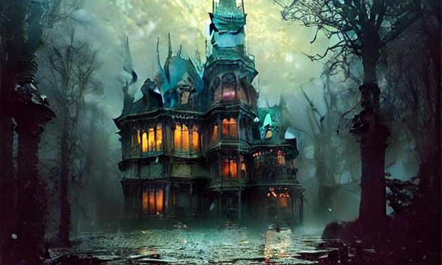 Sinister looking gothic house - AI Generated Artwork - NightCafe Creator