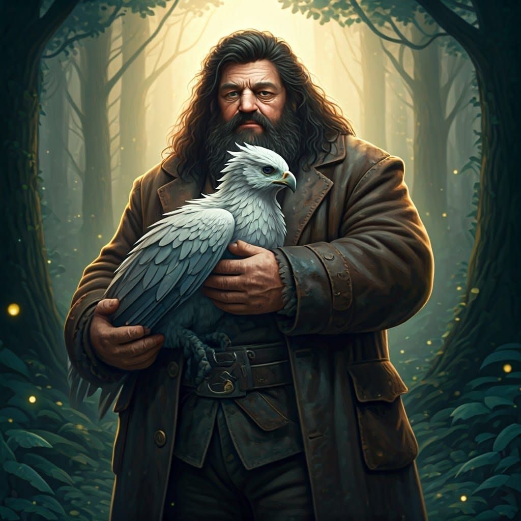 Majestic Half-Giant Gamekeeper with Hippogriff in Enchanted ...