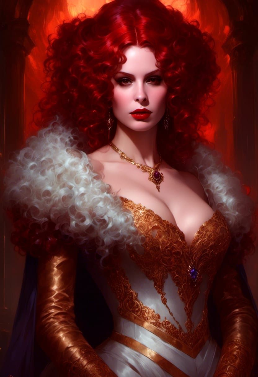 Victorian Vampire, Mina Harker, red curly hair, <lora:My Fac...