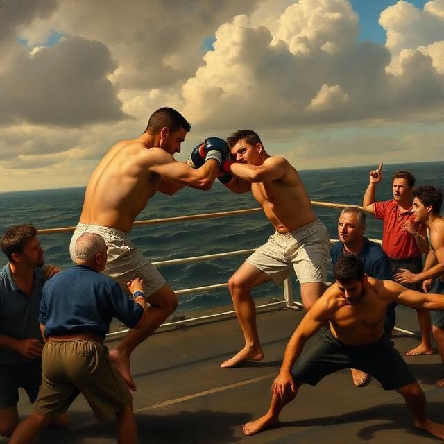 MMA FIGHT ON THE DECK OF AN AIRCRAFT CARRIER.