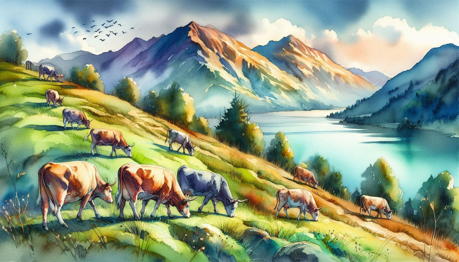 Landscape of the lake and mountains