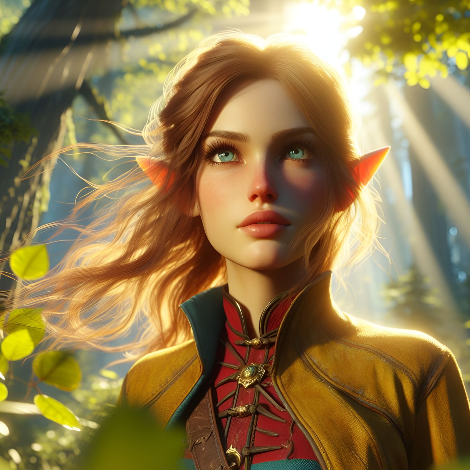 gorgeous elf girl at forest