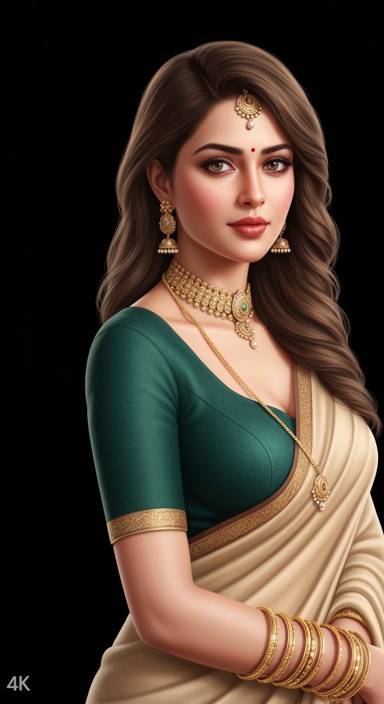 Gorgeous women in Saree Ultra realistic skin dslr camera quality High resolution 4k.