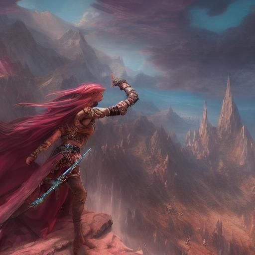 Elf Pushes Assassin Off Cliff: Fantasy Concept Art